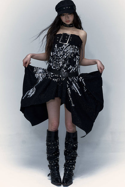Handwritten Print Two-Way Skirt