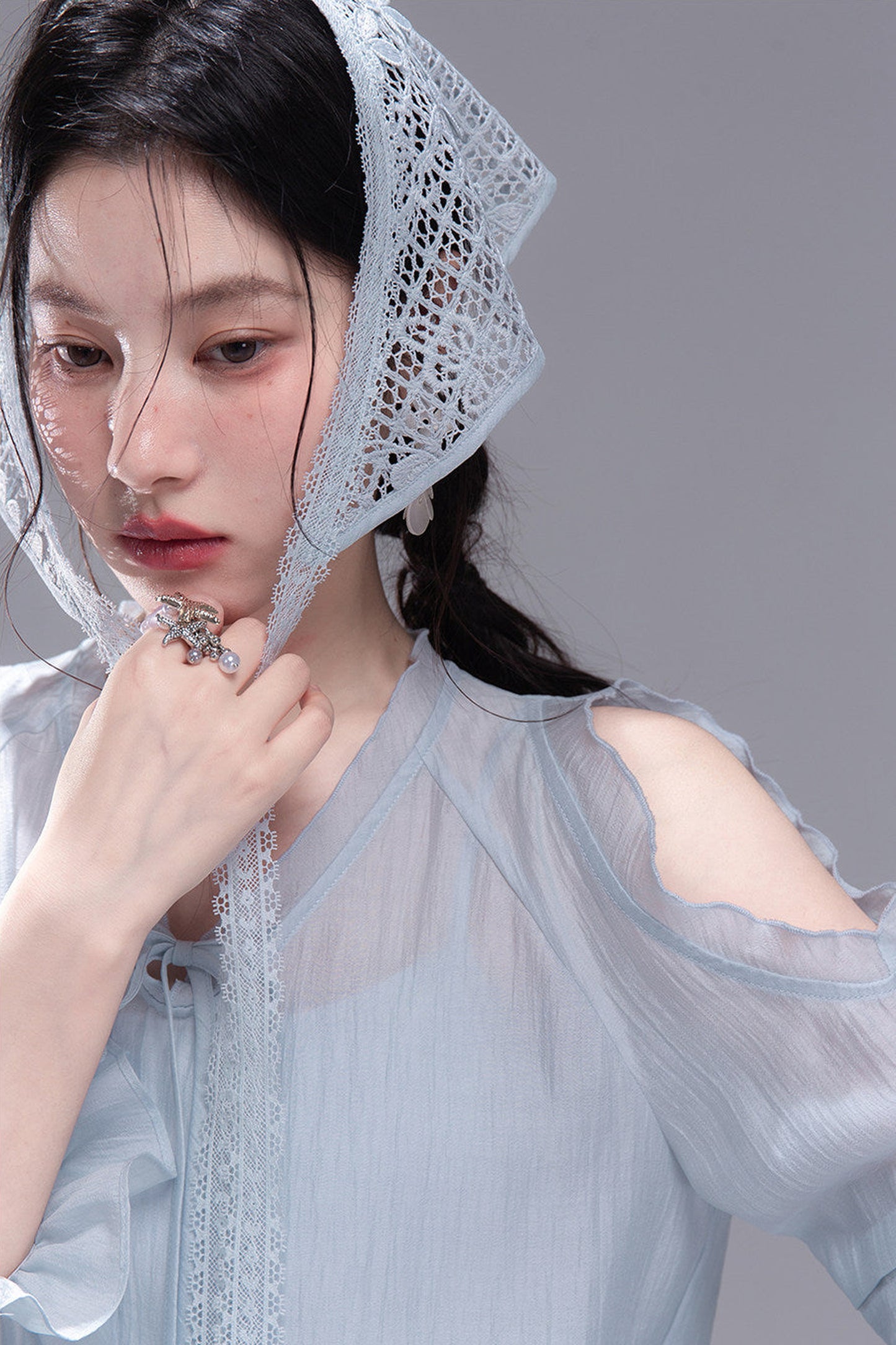 Lyocell Off-Shoulder Shirt and Shorts Set-Up