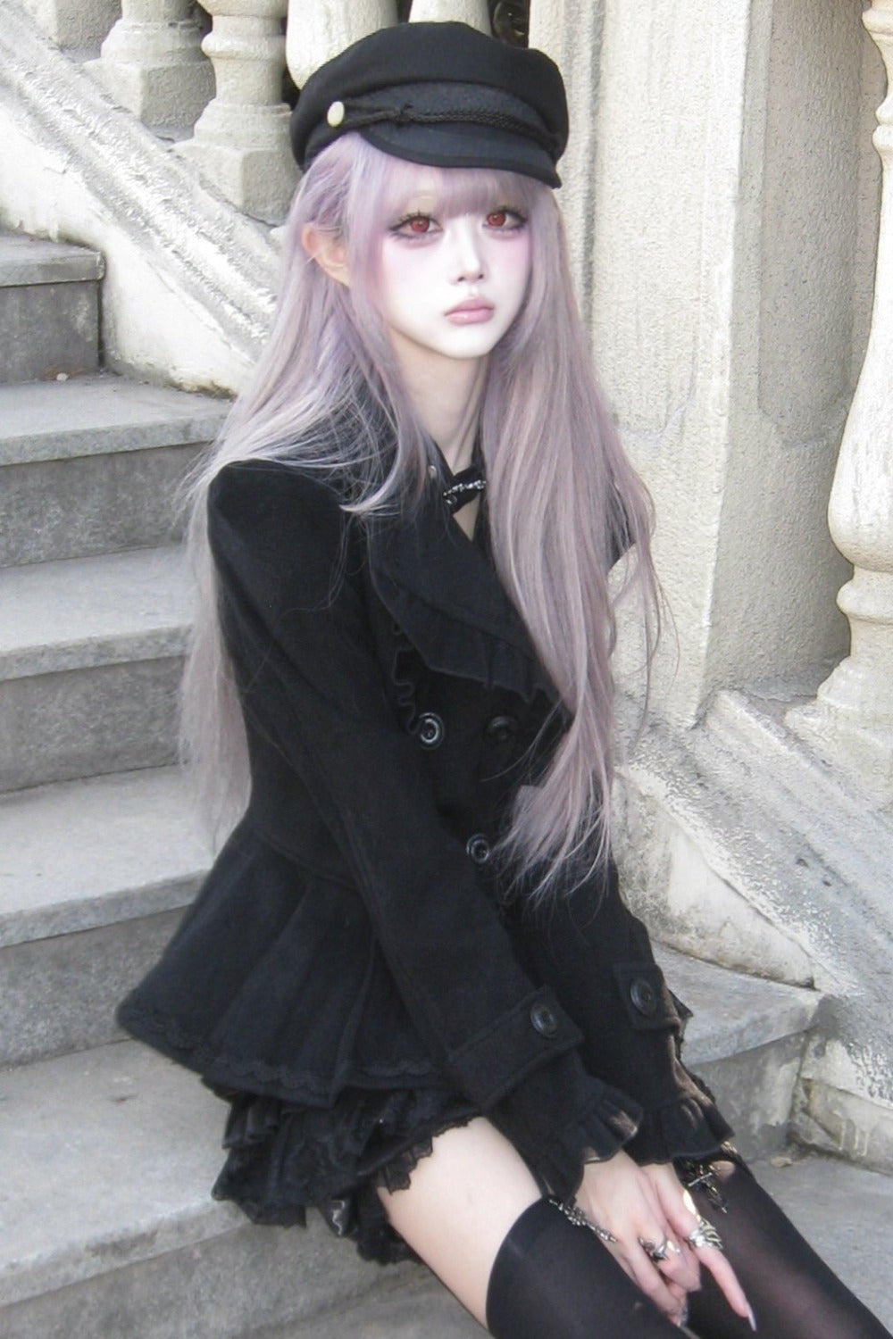 Detachable Bow Woolen Coat and Dress Set