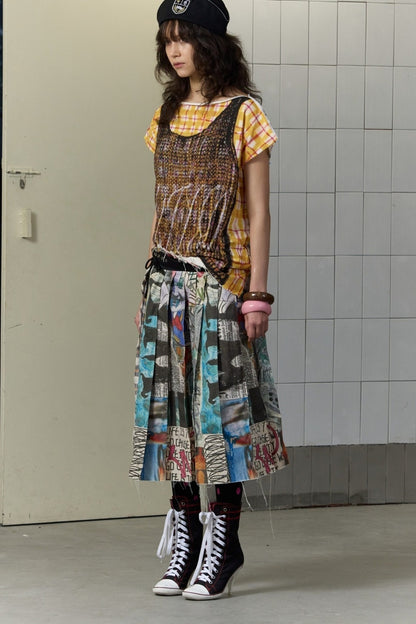 Reversible Draped Graffiti Canvas T-shirt