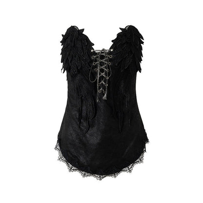 Retro Suede Embroidered Bustier Vest