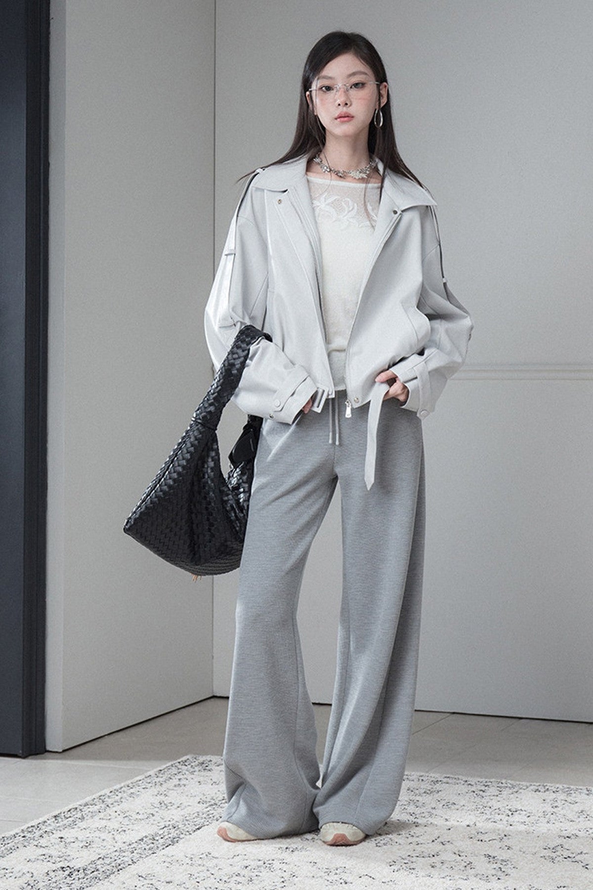 Advanced Silhouette Detachable Hem Leather Jacket