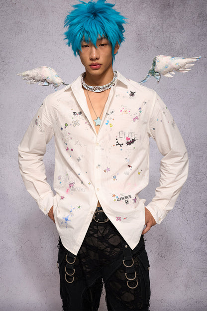 Plaid Floral Print Angel Collar