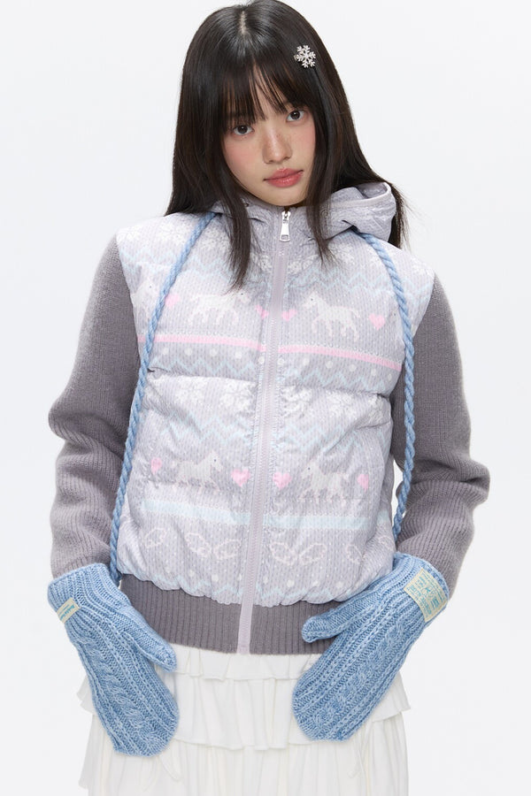 Fair Isle Sweater Down Coat