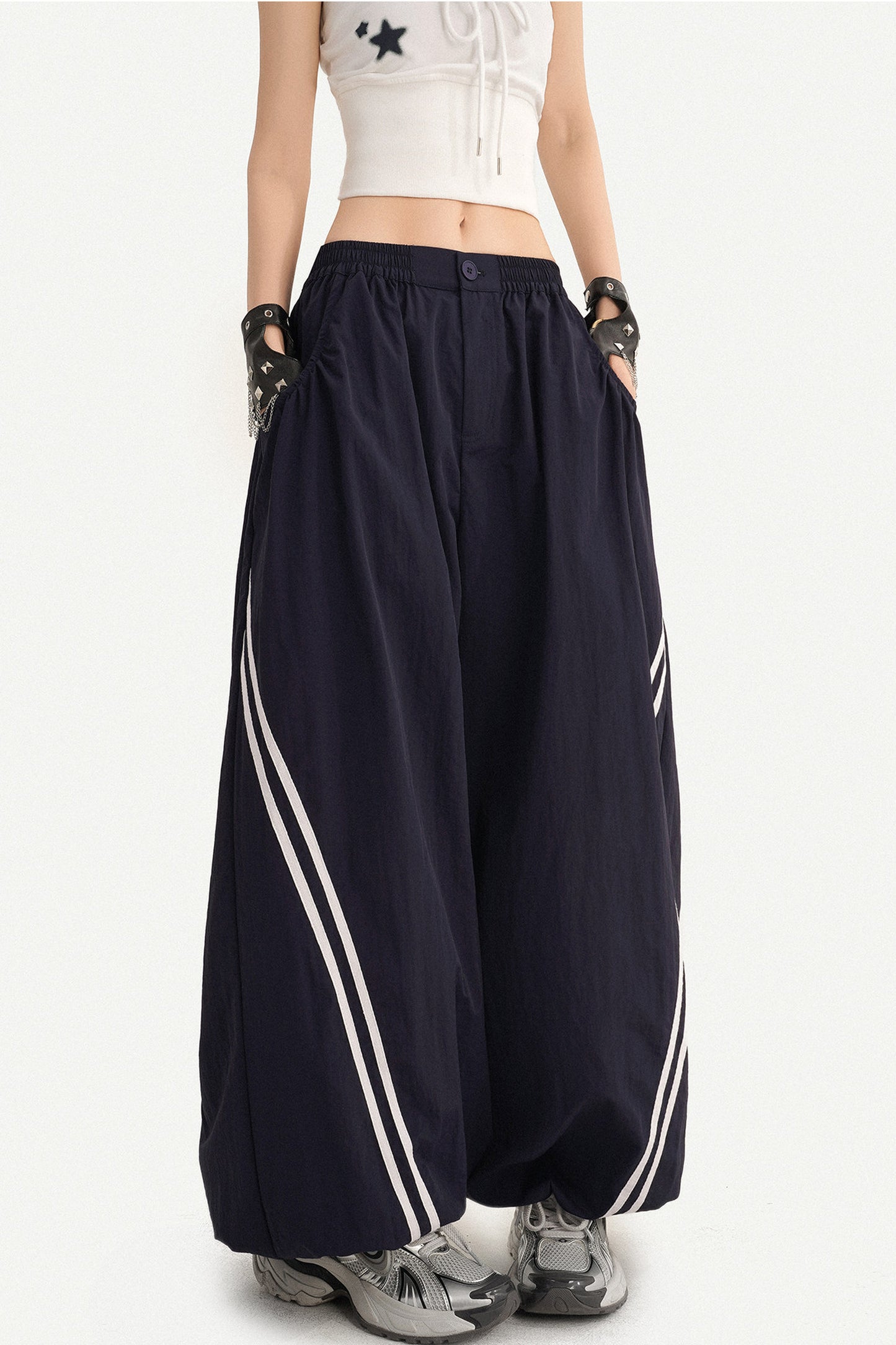 Navy Blue Wide-Leg Pants