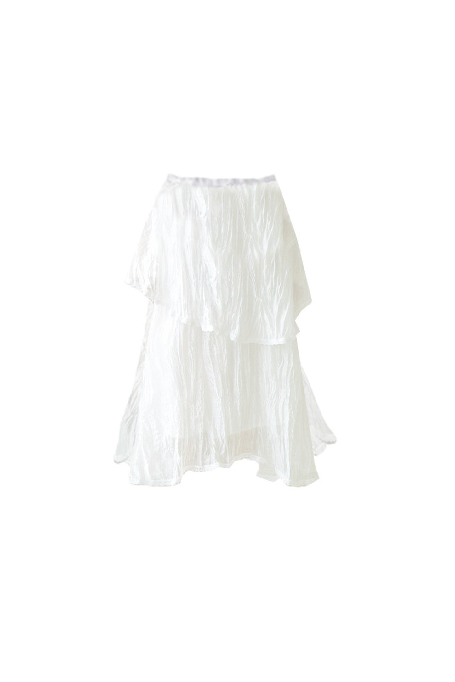 White Pleated Gauze Skirt