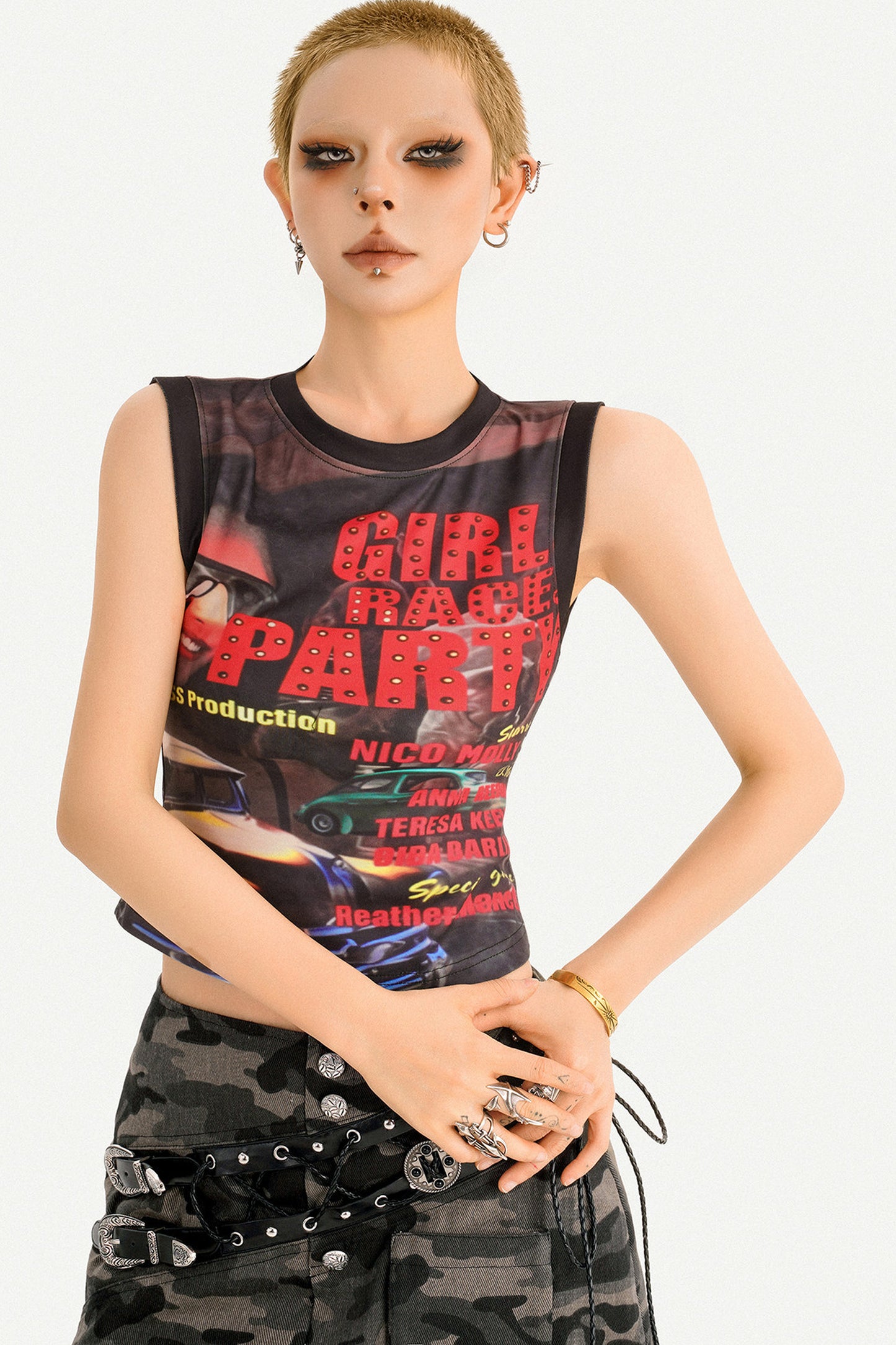 Gilet rock con graffiti americani