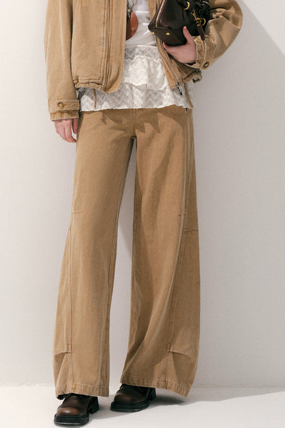 Khaki Straight-Leg Cargo Pants