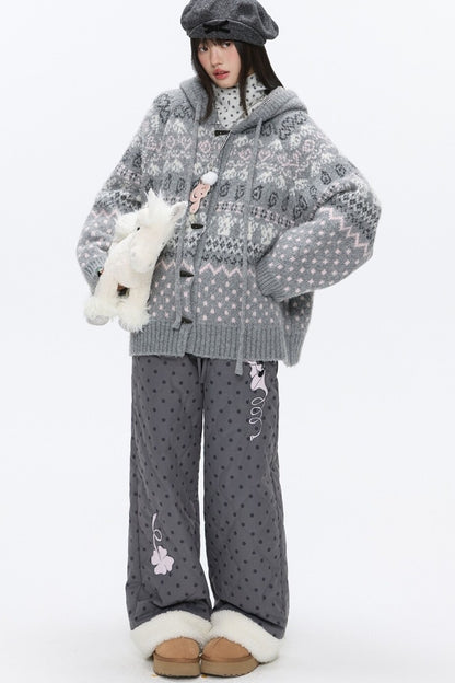 Fair Isle Duffle Button Cardigan