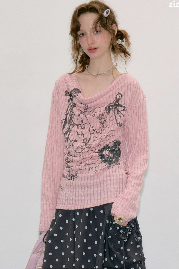 Graffiti Bunny Knit Top