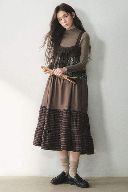 Plaid Floral Patchwork Dress