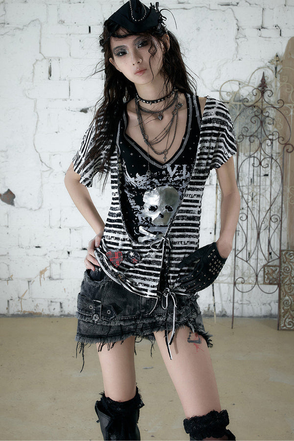 Vintage Asymmetrical Printed Top