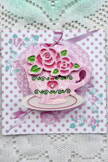 Vintage Rose Coffee Cup Hairpin