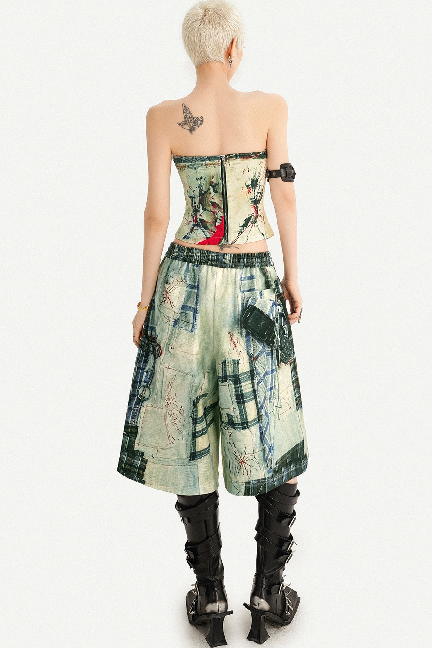 Printed Strapless Tube Top and Cropped Pants Set-Up