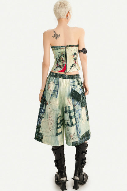 Printed Strapless Tube Top and Cropped Pants Set-Up