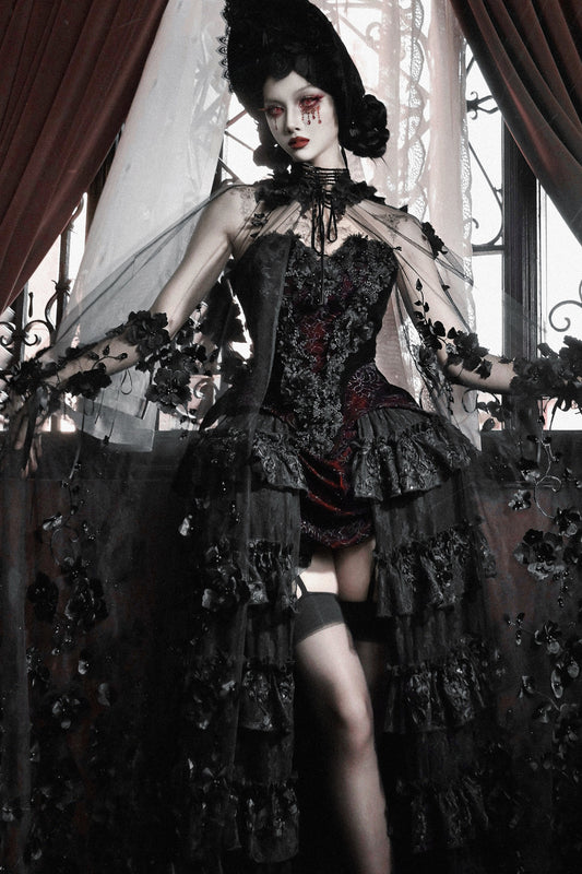 Gothic Beaded Embroidered Hooded Cape