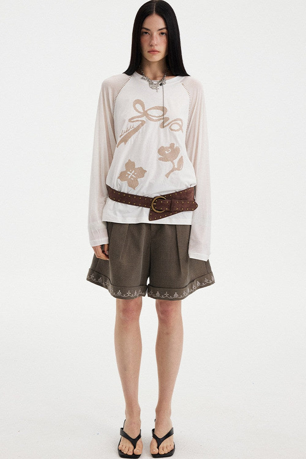 Bowknot Floral Long Sleeve Top