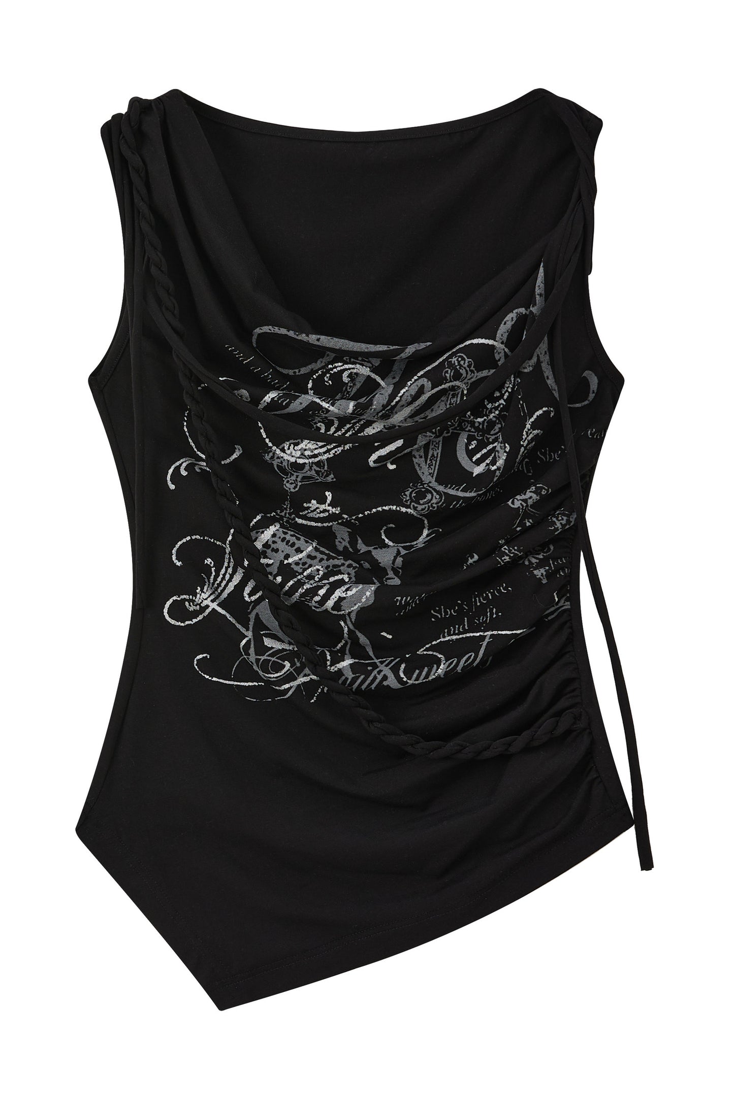 Off-Shoulder Letter Print Vest