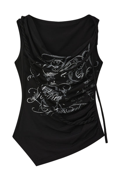 Off-Shoulder Letter Print Vest