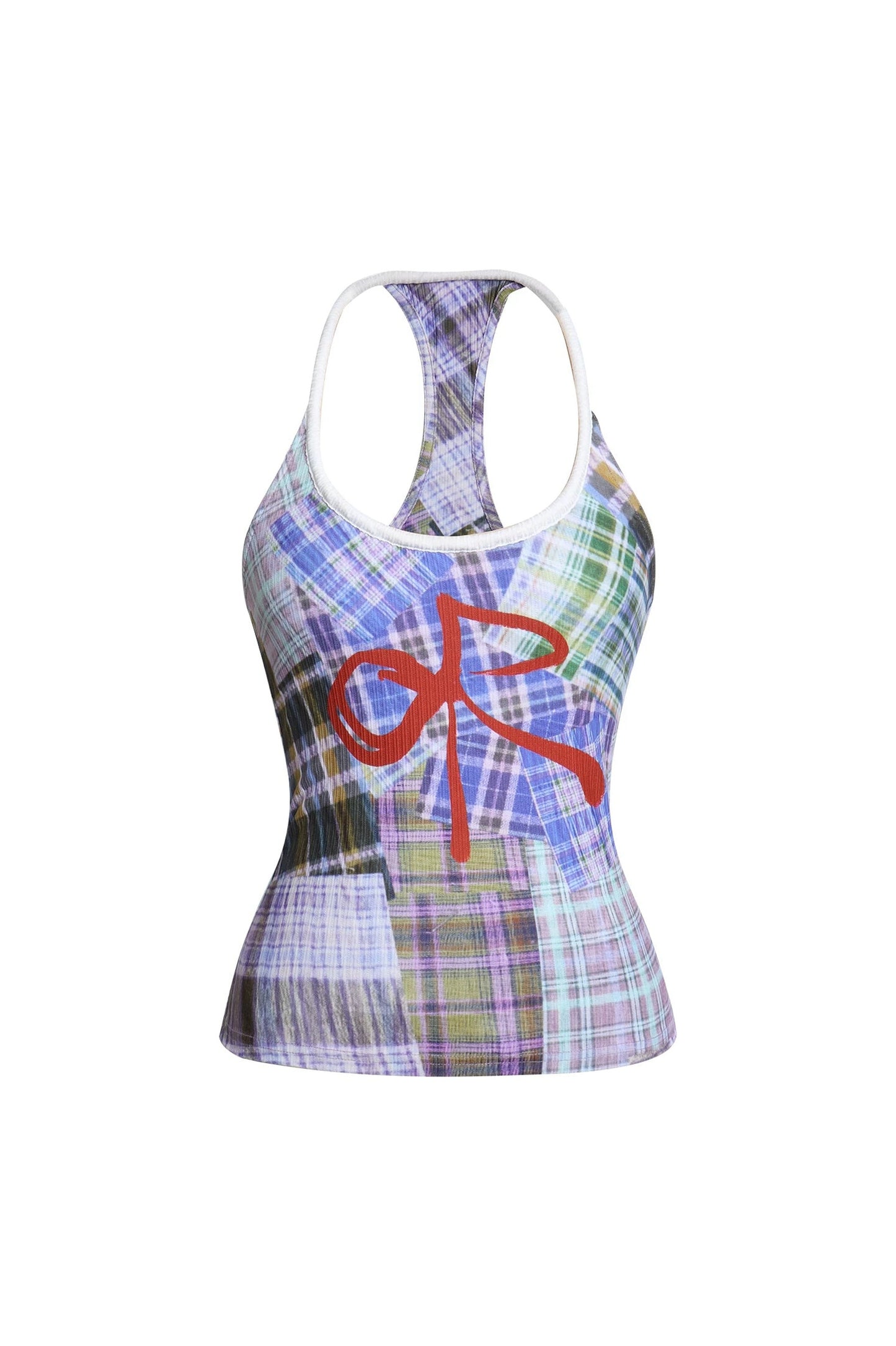 Color-Block Plaid Bow Camisole