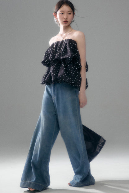 Retro Polka Dot Ruffle Cake Skirt