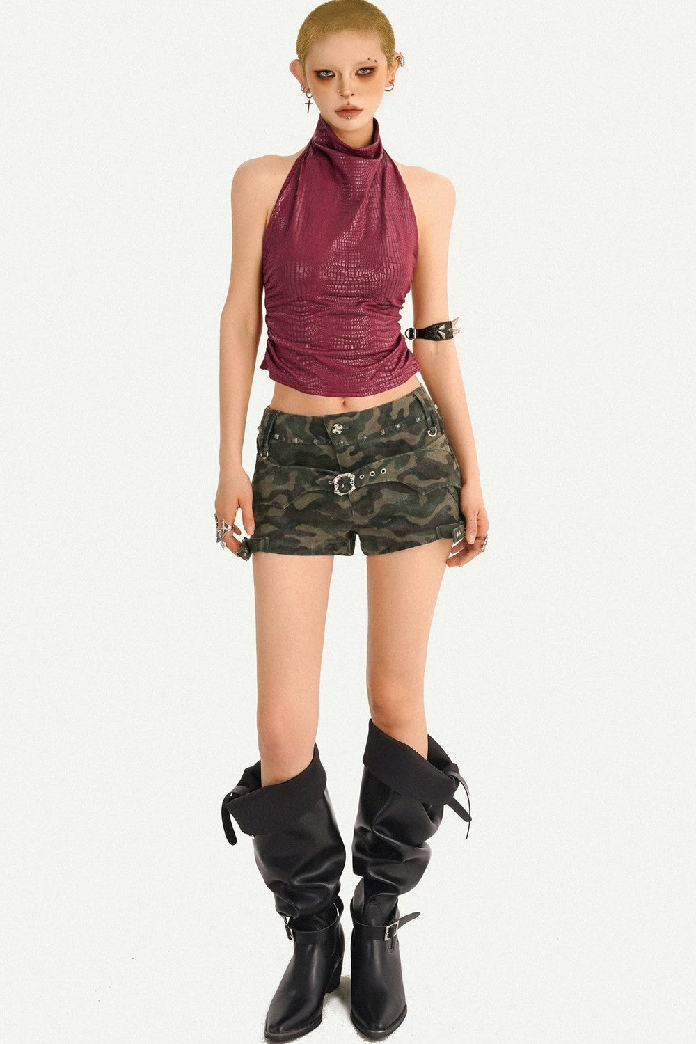 Red Halter Neck Backless Top
