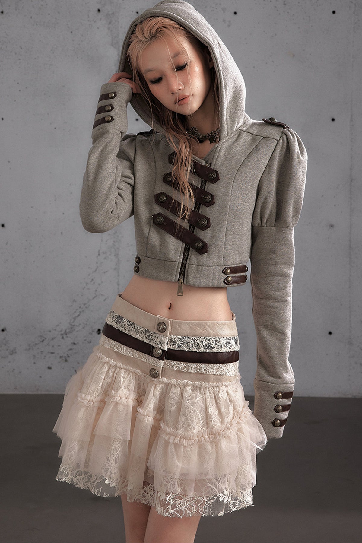 Napoleon Hooded Puff-Sleeve Sweatshirt