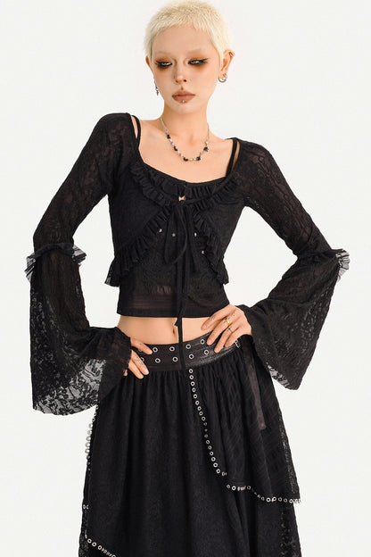 Schwarze schmale Strickjacke