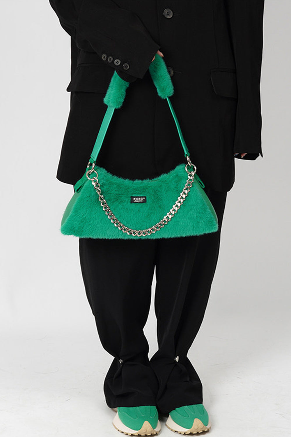 Solid Color Fur Underarm Crossbody Shoulder Bag