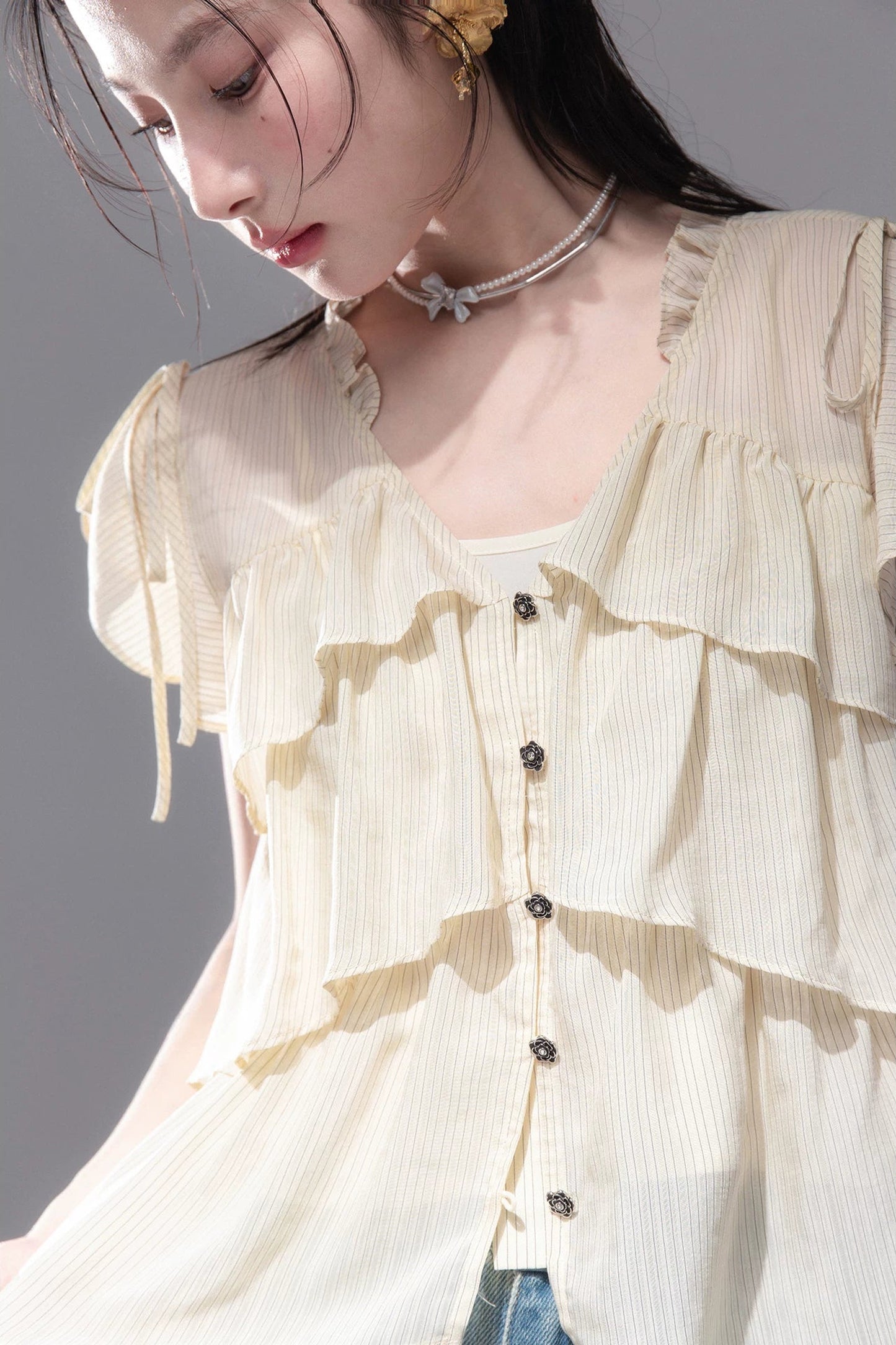 Lemon Striped Layered Top