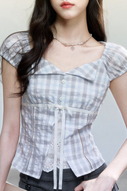 Summer Plaid Patchwork Blouse
