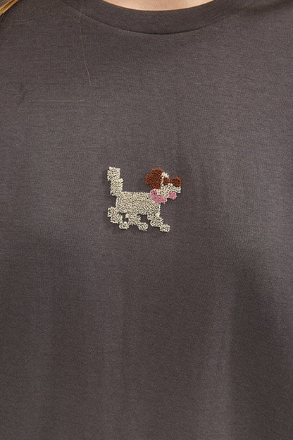 Cartoon Puppy Embroidery T-Shirt