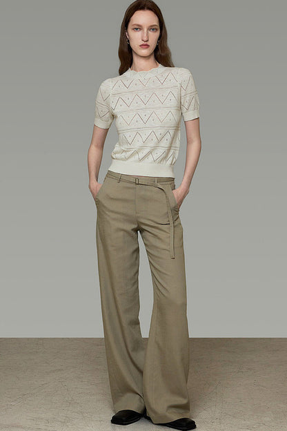 Diamond Hollow Short Sleeve Blouse