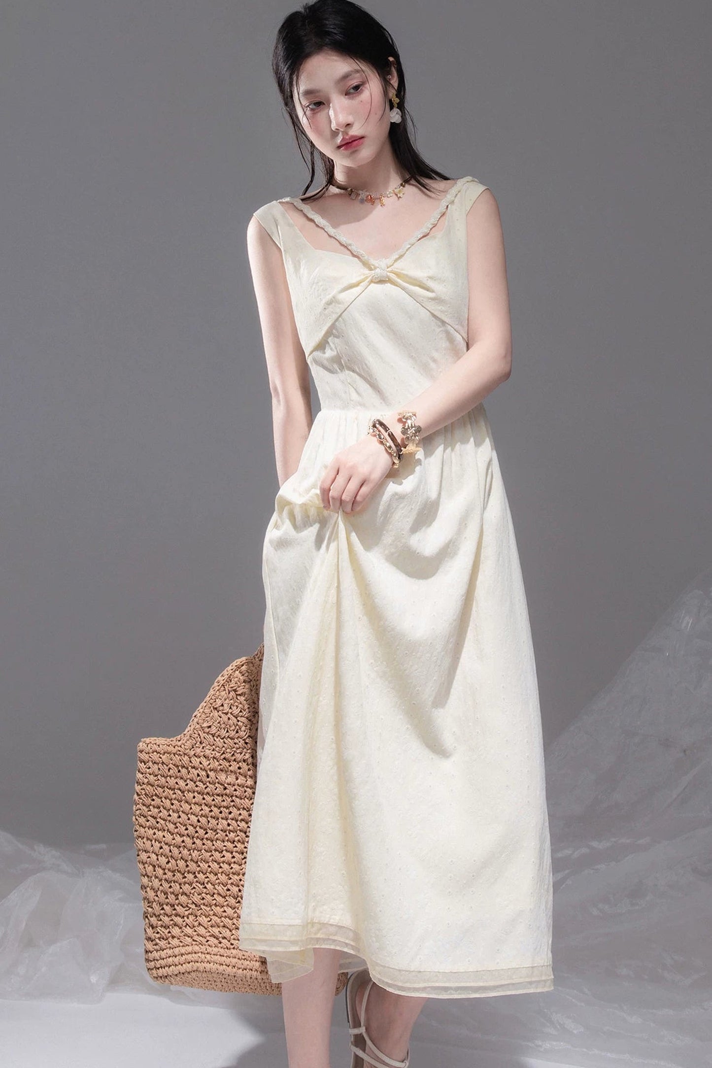Sunlit Apricot Textured Tank Dress