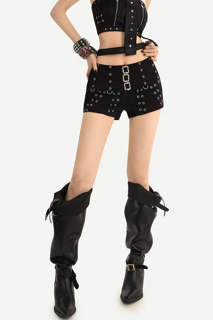 Punk Style Studded Shorts