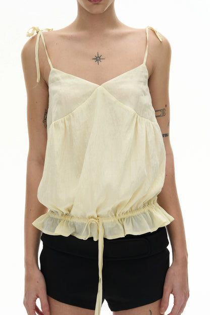 Slightly Glossy Loose Waist-Tie Camisole
