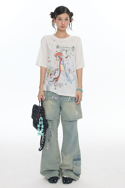 Two-Tone Frog Illustration T-Shirt