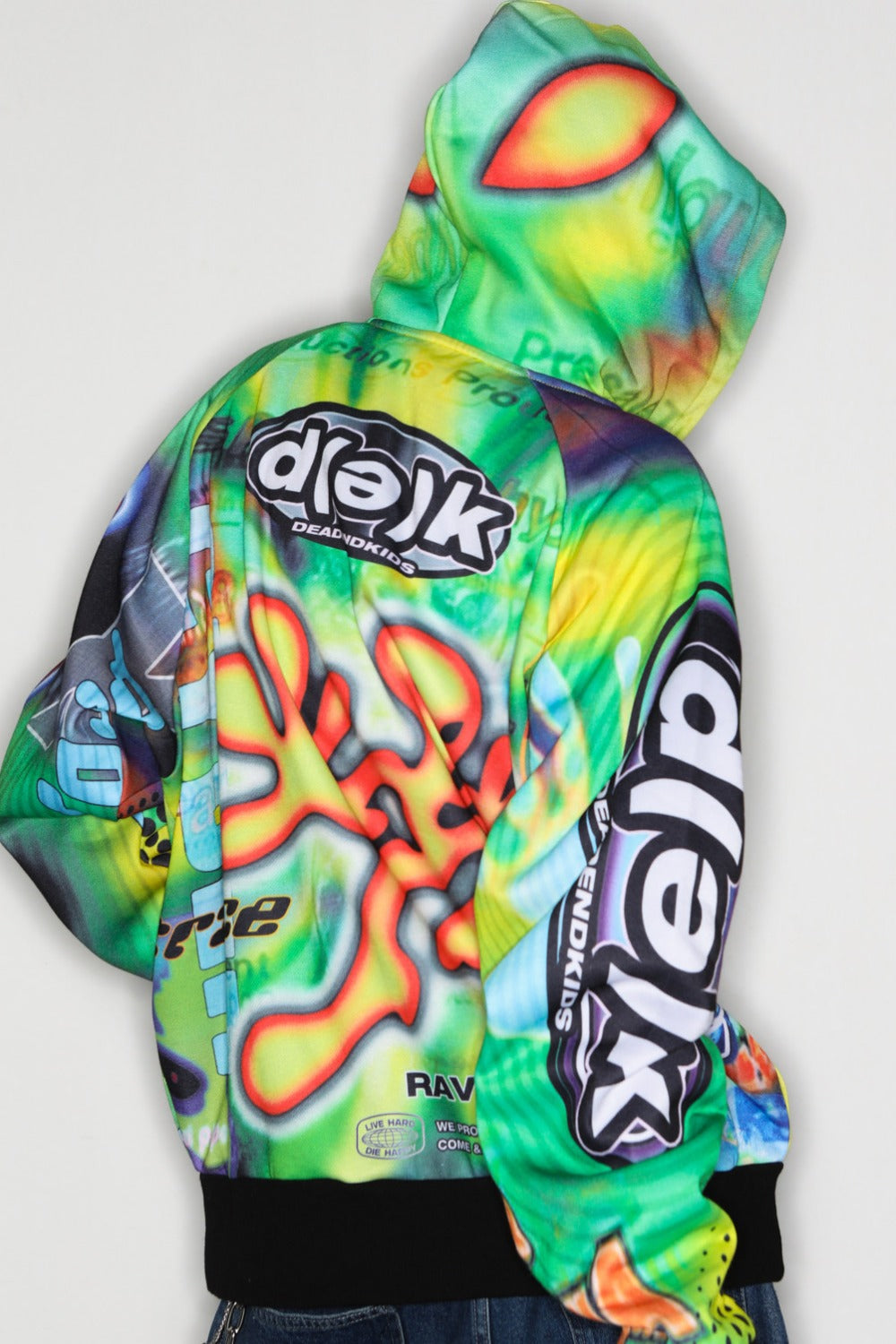 Y2K Alien Rave Print Hooded Jacket