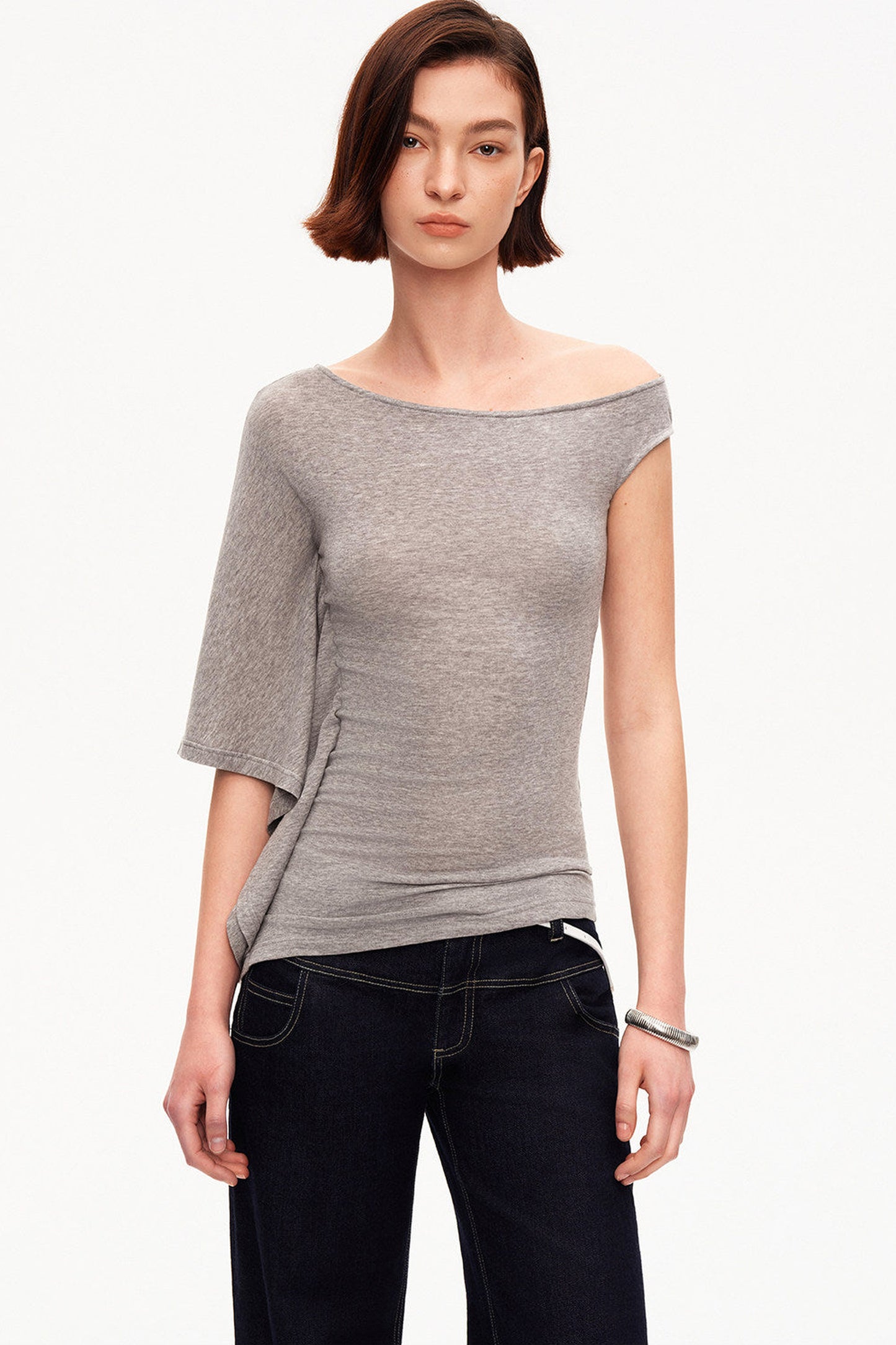 Tencel Asymmetric One-Shoulder Top