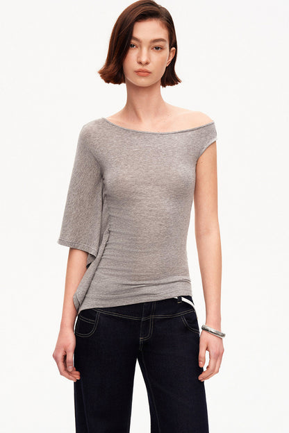 Tencel Asymmetric One-Shoulder Top