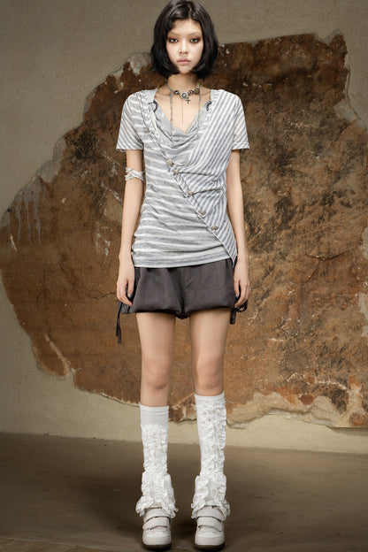 Asymmetrical Striped Knit Top