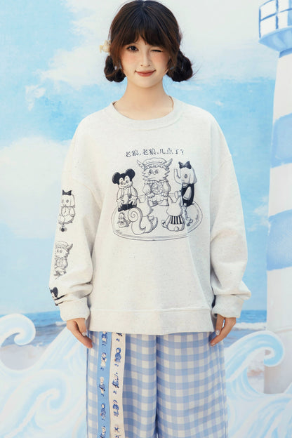 Old Wolf Asymmetrical Gray Speckled Sweatshirt