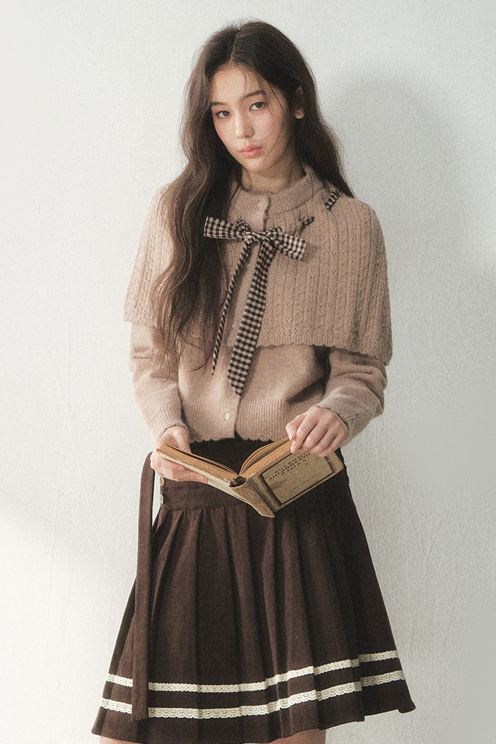 Retro Design Corduroy Pleated Skirt