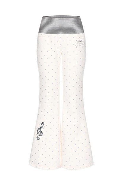 Striped Waistband Polka Dot Sweatpants