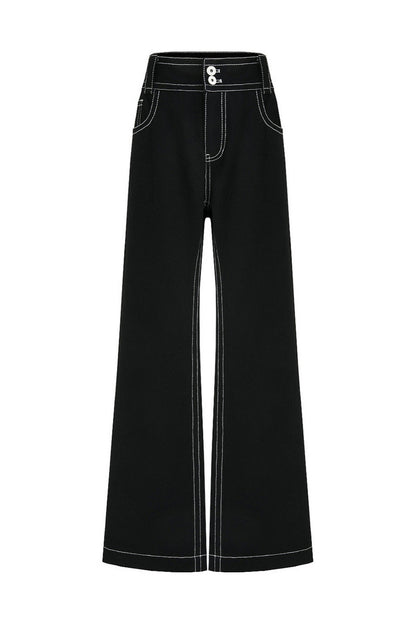 French Black High-Waisted Pants