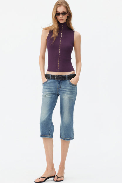 Gilet in maglia a coste in lyocell