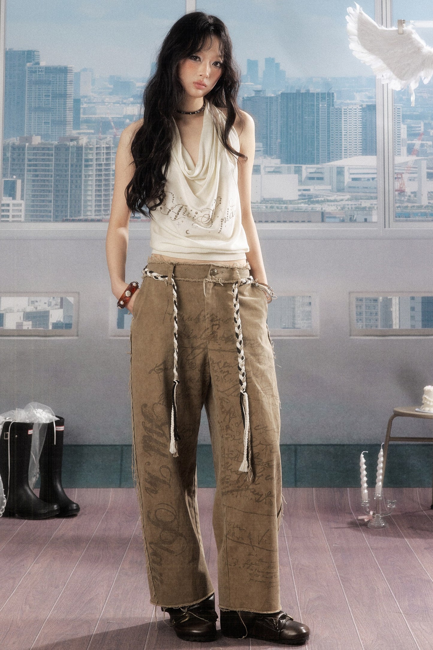 Pantalon droit imprimé