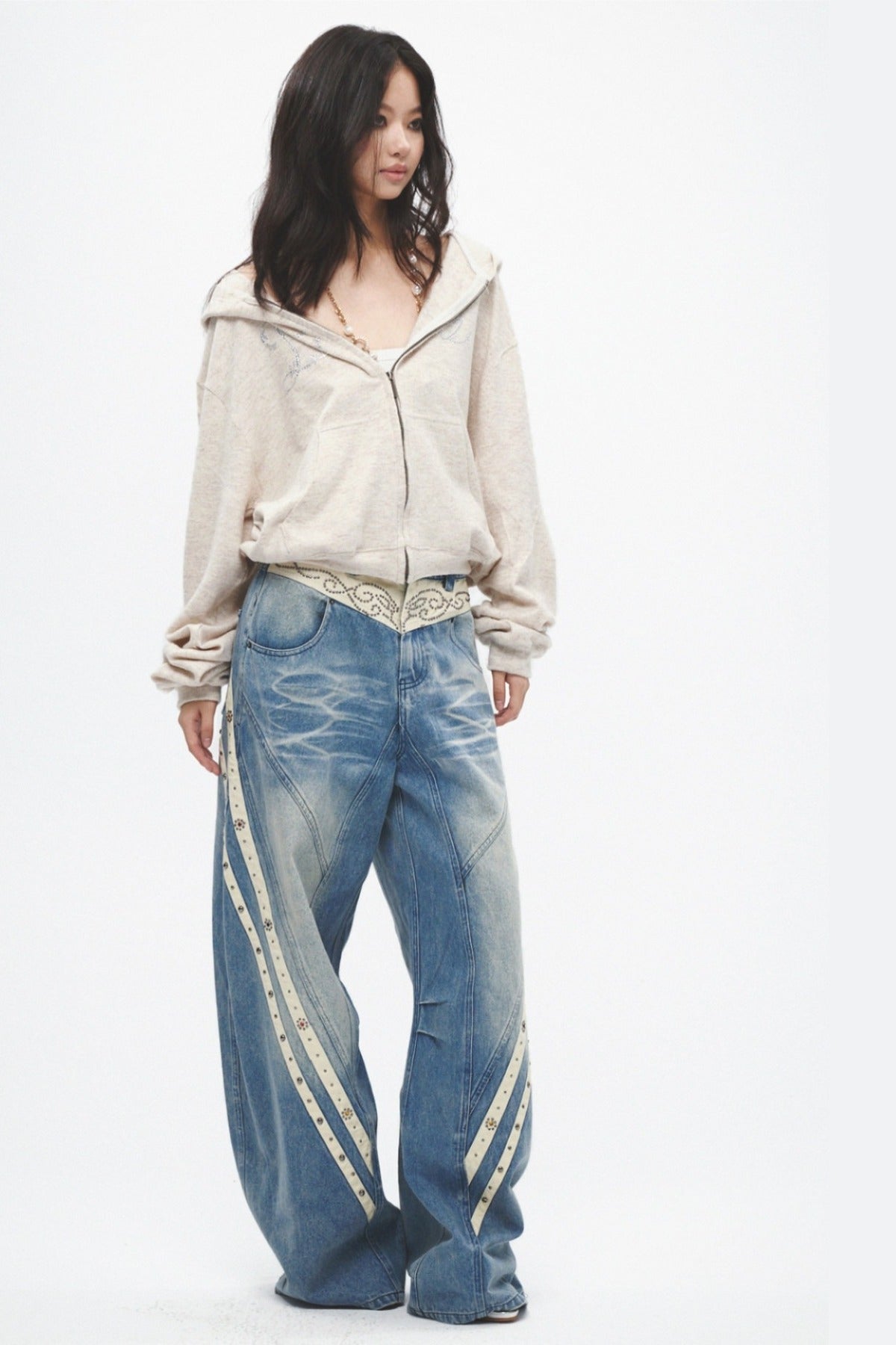 Striped Wide Leg Jeans