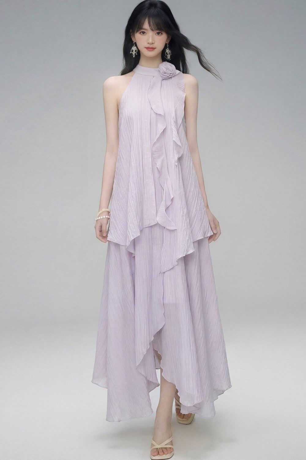Misty Rose Halter Dress