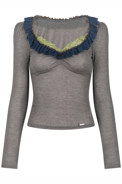 Retro Lace Collar Top